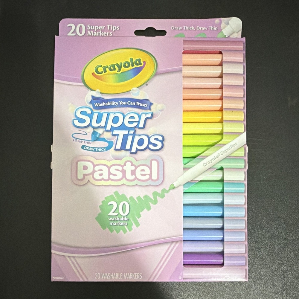 NEW Crayola Super Tips Pastel Washable Markers, Multicolor, 20 Count